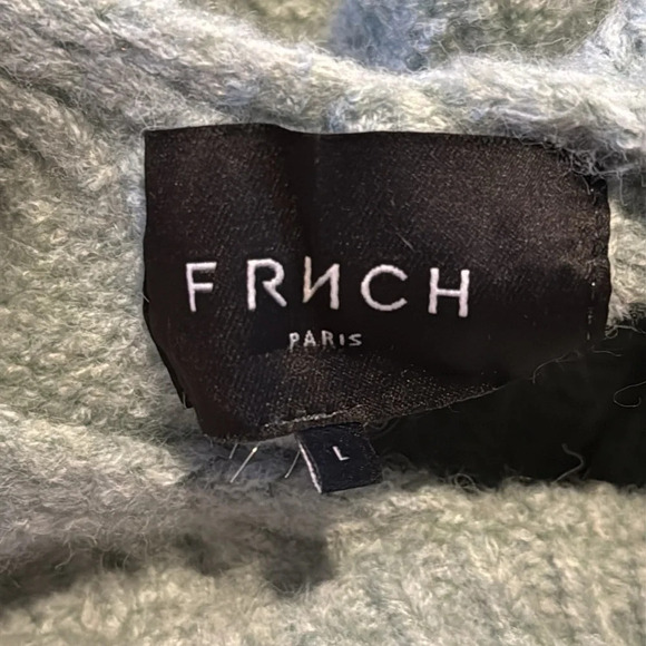 FRNCH Women’s Large Cable Knit Sweater Open Back Crewneck Mint - Picture 6 of 7